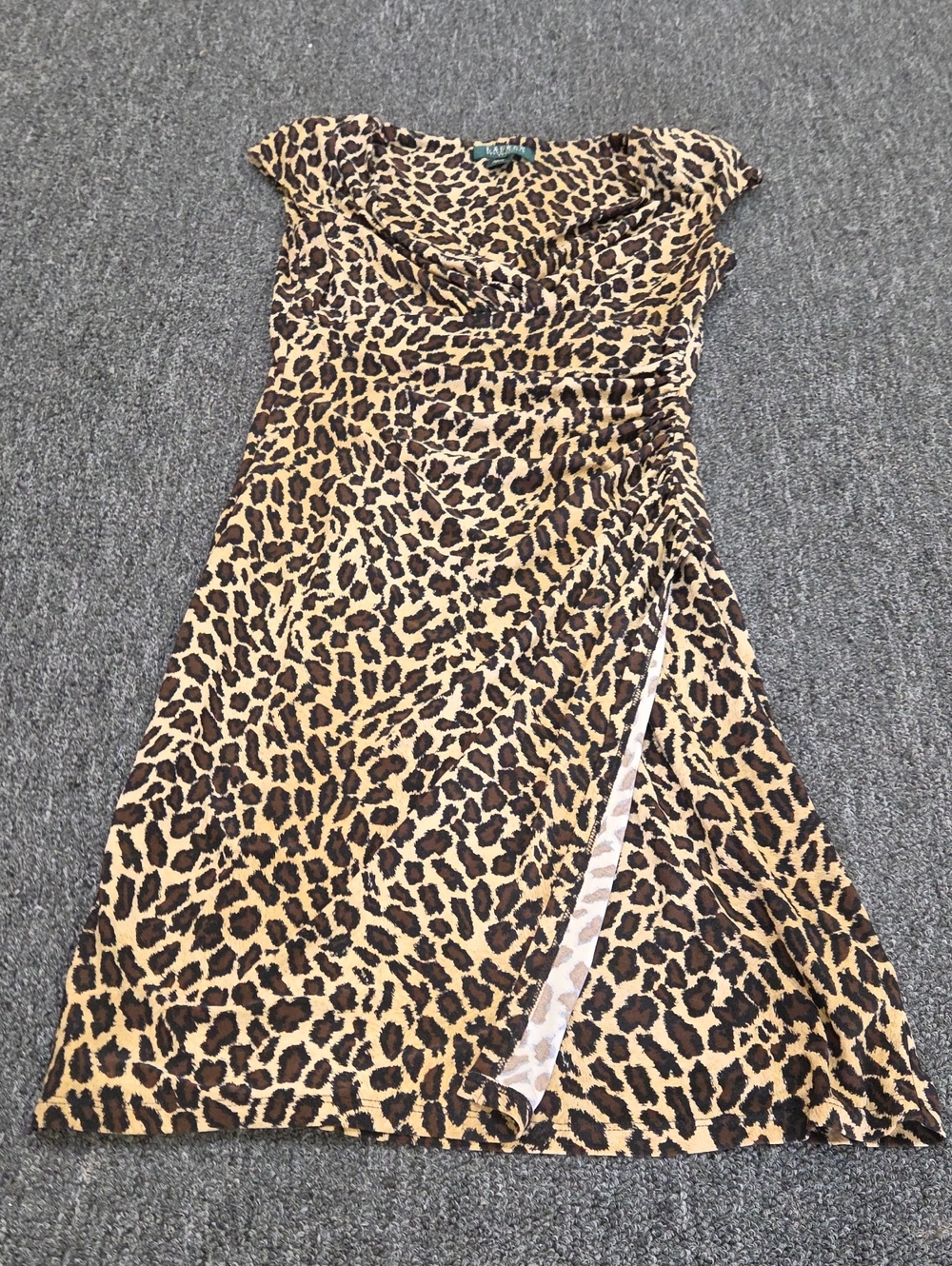 (#5C) Ralph Lauren Leopard Print Midi Dress - Tan/Brown